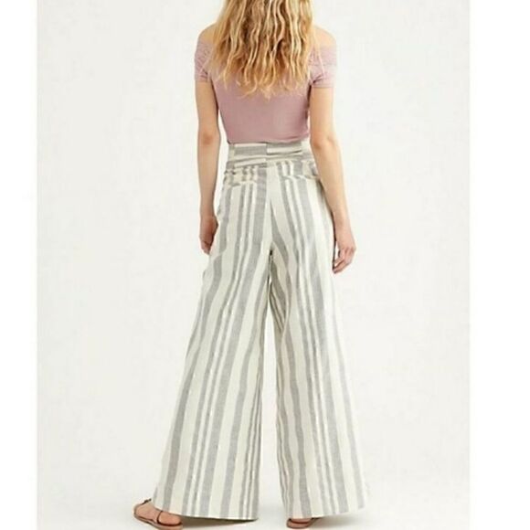 NEW Free People Hi Tyed Wide Leg Pant Ivory Stripe - Picture 3 of 11